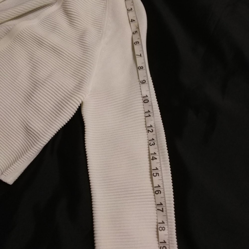 Hugo Boss White Ribbed Open-Front Cropped Cardigan - Picture 7 of 8